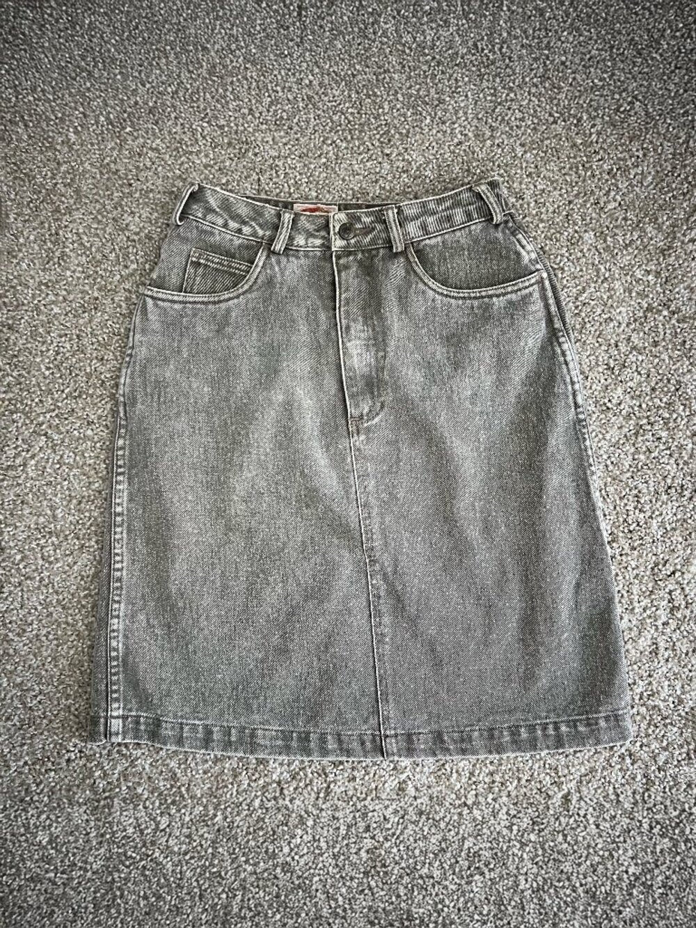 80s Banana Republic Gray Denim Mini Skirt Classic High Waist Vintage Size XS